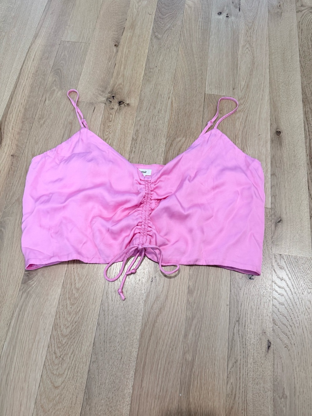 Aerie Pink Ruched Satin Cami Top